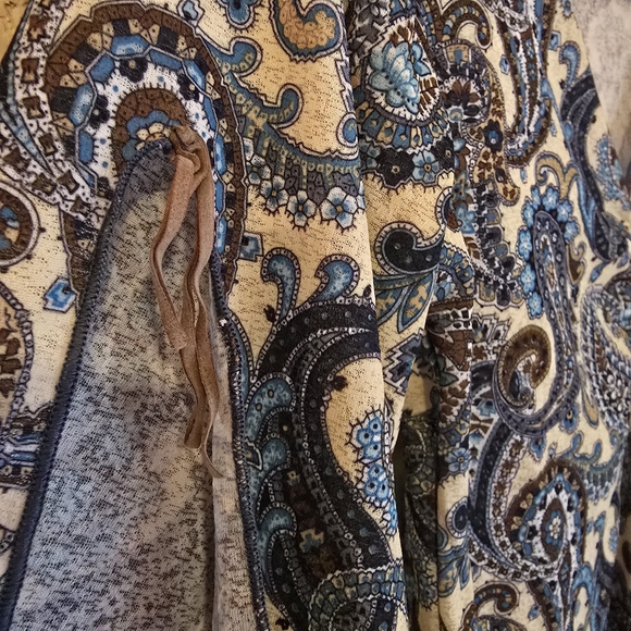 Zoey Beth Y2K Bohemian Paisley V-Neck Blouse Flared Sleeve Medium - Picture 12 of 12